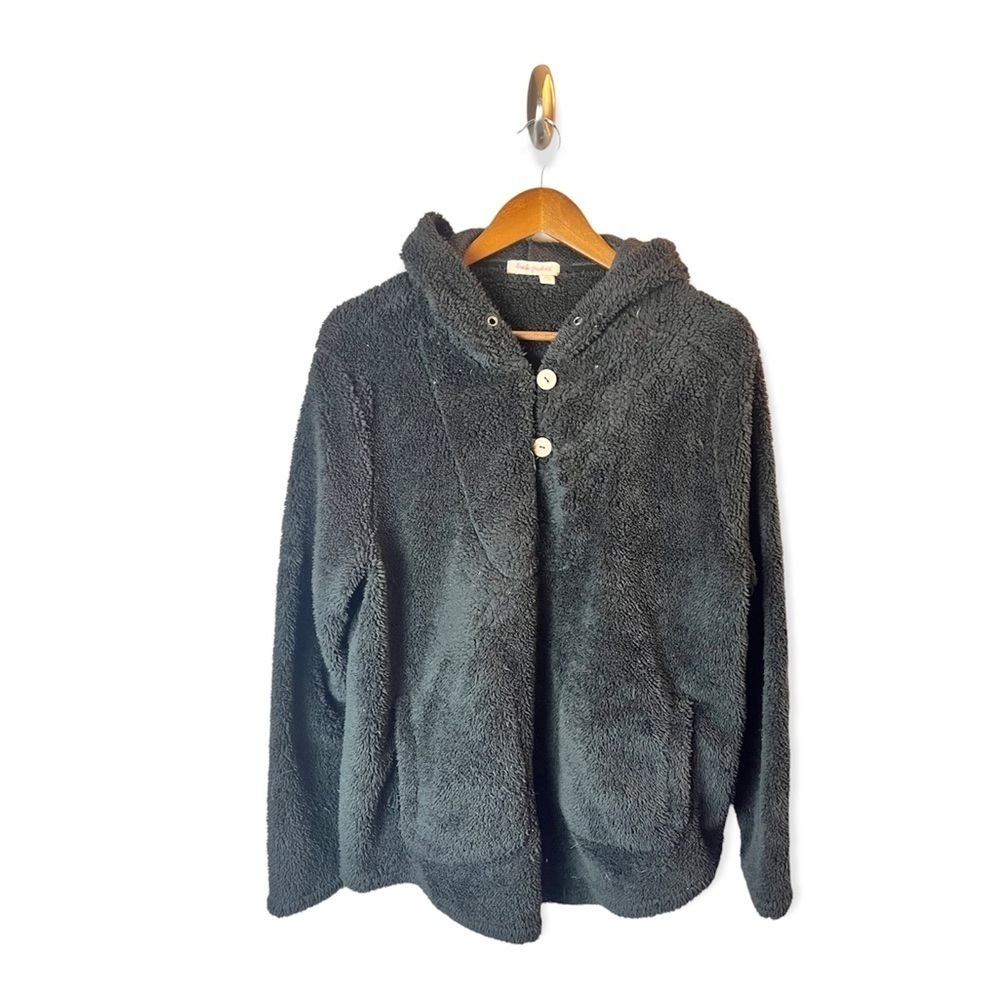 Fresh Produce Womens Black Teddy Pull Over Hoodie XL